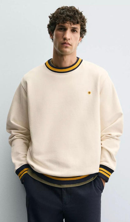 CONTRAST RIB SWEATERSHIRT