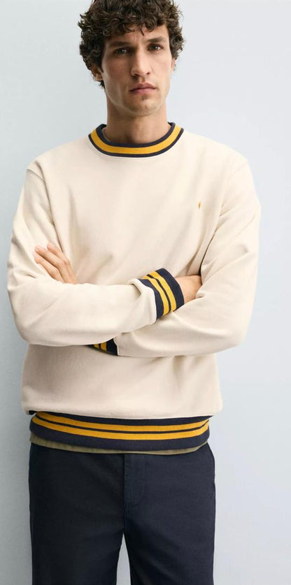 CONTRAST RIB SWEATERSHIRT