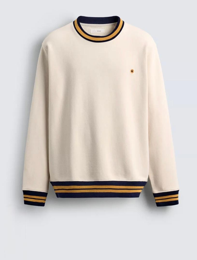 CONTRAST RIB SWEATERSHIRT
