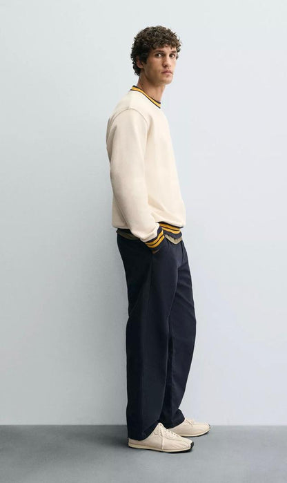 CONTRAST RIB SWEATERSHIRT